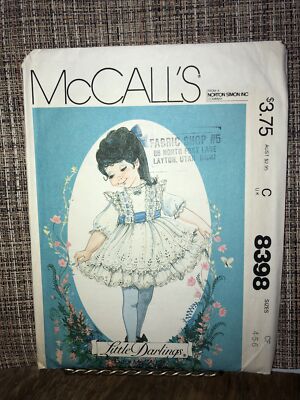 McCall s Girls Dress And Sash Pattern 8398 Size 4-5-6 Uncut Little Darlings