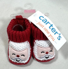 NEW CARTER'S JUST ONE YOU SANTA FACE CHRISTMAS KNITTED BOOTIE NEWBORN BABY NB