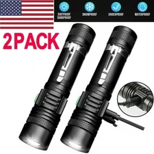 2 PACK Bright Flashlight 3Modes Rechargeable USB LED Tactical Zoomable Torch