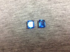 Vintage Czech Small Faceted Square Glass Blue Rhinestone Lot of 2