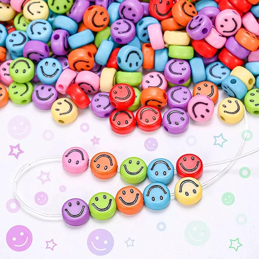 Smiley Face Beads Happy Jewelry Supplies Emoji Jewelry 7mm Mixed Bulk  650pcs