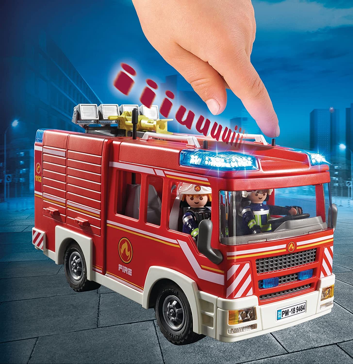 Fourgon d'intervention de pompier Playmobil et camion de secours avec sirène