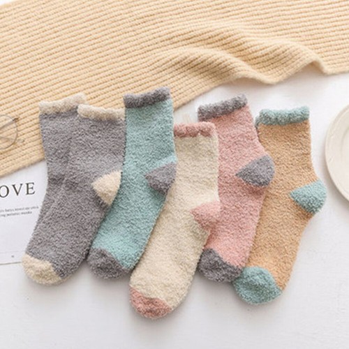 5 Pairs Holiday Fuzzy Socks Girls Christmas Socks Female Warm Socks - Picture 10 of 12