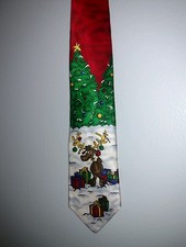 Vintage Christmas Reindeer Neck Tie Made in the USA 100% imported silk wpl #2831