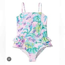 New Lilly Pulitzer Kids Girls Blake Swimsuit Amethyst Mermaid In the Shade 10