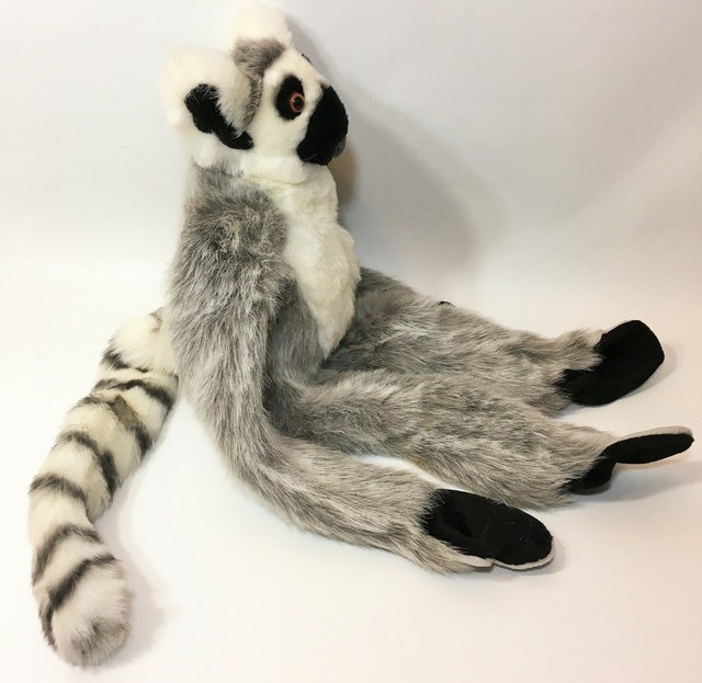 K&M Ring Tailed Lemur Stuffed Animal Plush Hugging Hanging Toy Gray