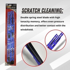 18 Inch Blue Double Dual Blade Universal Windshield Wiper 2pc Set All Season