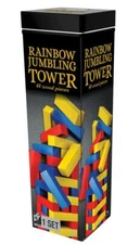 New Rainbow Jumbling Tower 48-Piece Colorful Block Balancing Wood Stacking Game 