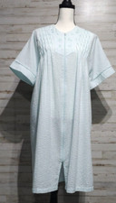 Miss Elaine Light Blue Mid Length Robe Housecoat Size M Full Zip With Pockets