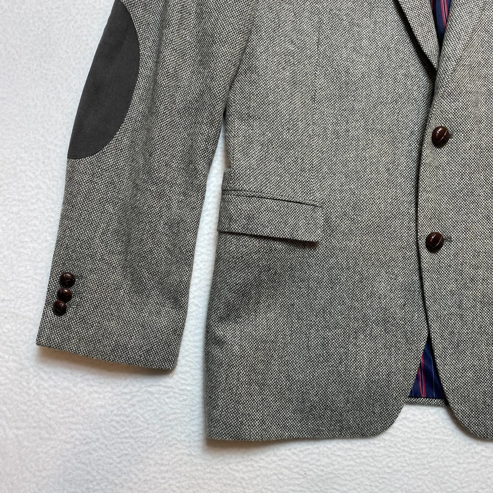 Blazer DE COLECCIÓN French Connection Hombres 42R Gris Mezcla Lana Tweed Codo Parches Foto 4 de 4
