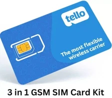 Tello Mobile - Bring Your Own Phone - 3 in 1 GSM SIM Card Kit *NEW*