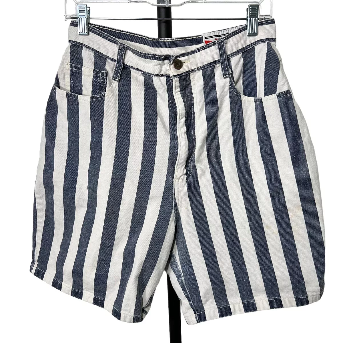 Blue and white high waisted hotsell striped shorts