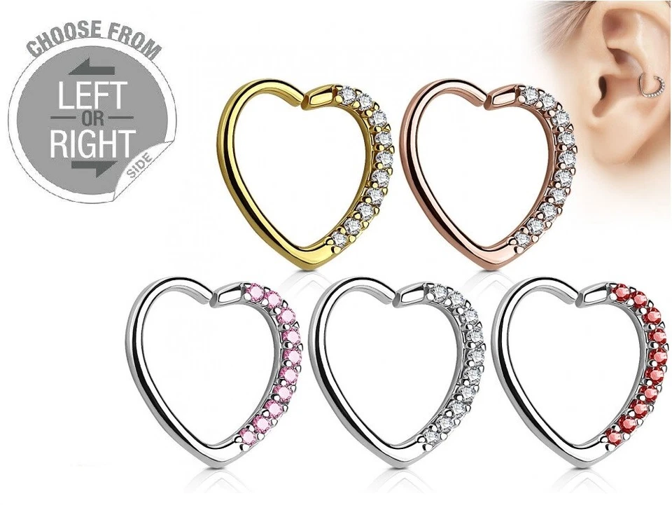 Corazón Gema Aro Cartílago Hélice Daith Torre Tragus Ajustado Pendientes Piercing Foto 3 de 4