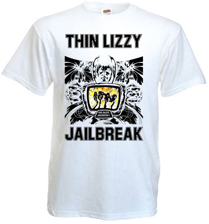 Thin Lizzy - Jailbreak v8 T-shirt hard rock white zinc grey all