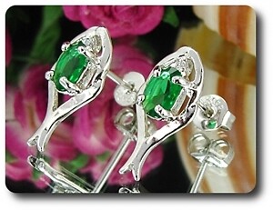 Boucles D'oreilles émeraude Plaqué Or 18K - Neuf Avec étiquettes - Pierre 2x7 Mm - Marque A Bijoux