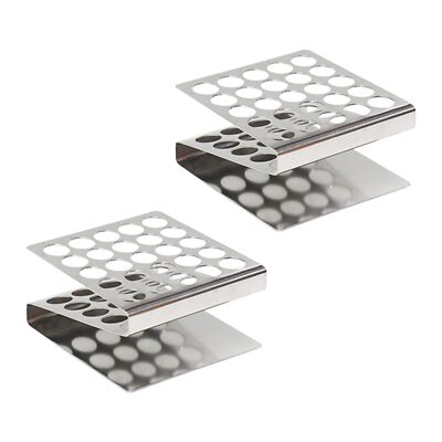 Utile 2pcs of 25 Holes Stainless Steel Test Tube Rack Z Shape Suitable for Tu...