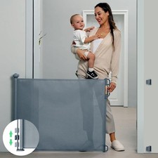 Momcozy EXTRA Wide Mesh Retractable Baby Gate 33"h up to 71"w, Grey, w/warranty