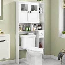 Over The Toilet Storage Cabinet, Bathroom Shelf Over Toilet with Glass Doors ...
