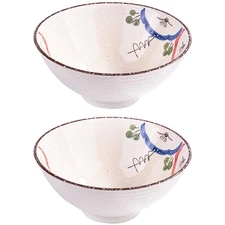 Japanese Ceramic Noodle Bowls, 8.3 Inch Asian Porcelain Ramen Set of 2 for So...