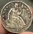 1877 50C Seated Liberty Half Dollar VF Details
