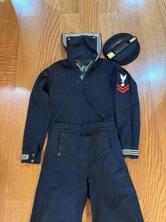 US Navy Enlisted Winter Blue Uniform Jumper Trousers Hat WWII Post ERA