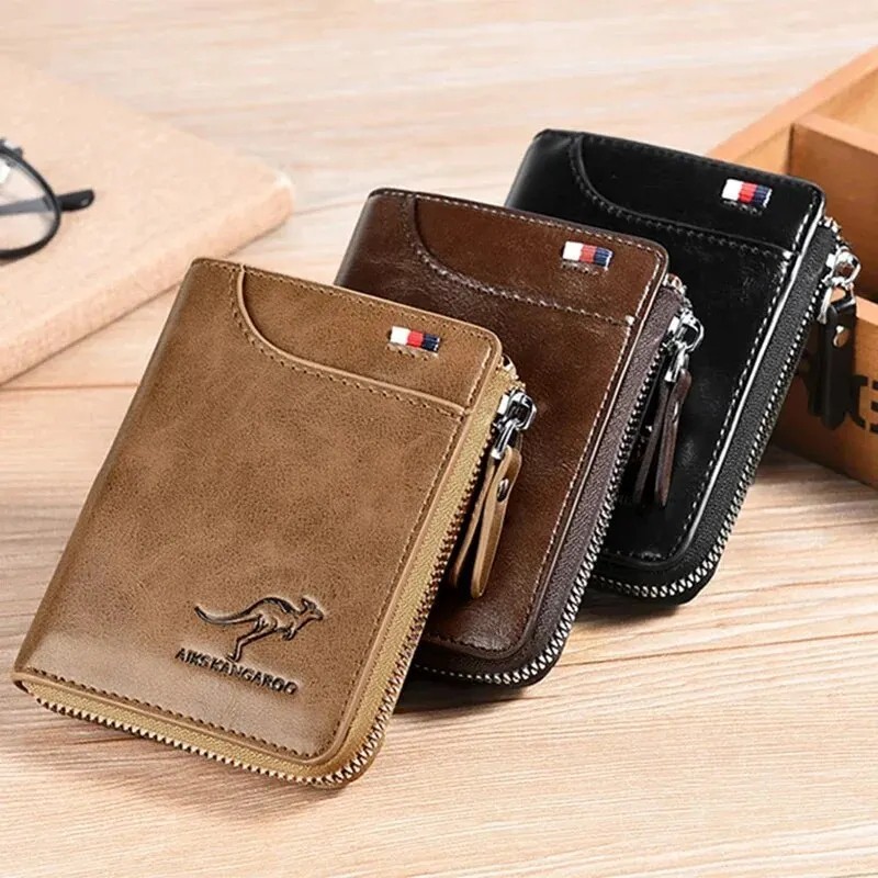 Waterproof Mens RFID Blocking Leather Wallet Credit Card ID Holder Zipper Purse
