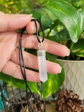 Selenite single Point Pencil Pendant with Cord , Protection Jewelry, Reiki Neckl