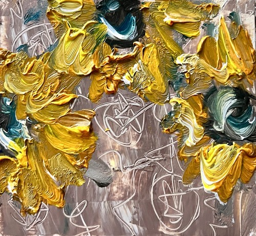 New York Hudson Valley Sunflower Painting Abstract Floral Small Oil Artwork Gift - Picture 9 of 15