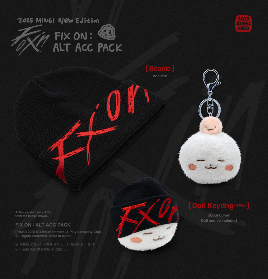 ミンギ 2025 センイル MD ビーニー ATEEZ MINGI 2025 BIRTHDAY FIX ON:ALT ACC PACK OFFICIAL MD GOODS