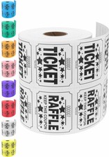 500 Raffle Tickets, White 1 of 8 Colors , Double Roll, Large Ticket for Even...