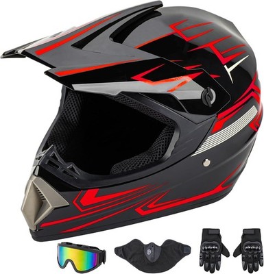 best dot dirt bike helmets CARTMAN Adult Dirt Bike Helmet, DOT Approved Open Box Black and Red Medium