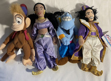Disney ALADDIN JASMINE GENIE ABU Bean Bag Plush Set NEW with Tags