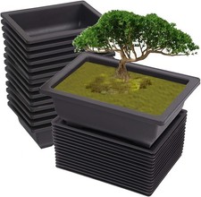 15 PCS 8.9 Inch Plastic Bonsai Training Pots with Drainage Hole Trays, Rectan...