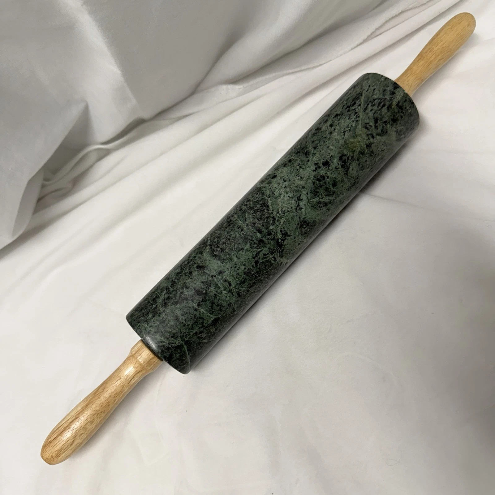 Heavy Marble Stone Rolling Pin easy Grip Wood Handles Gourmet Dark Green
Opens in a new window or ta