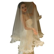 Bridal Veil Falbala Ruffled Flouncing Wedding Headpeice Sheer Head Covering