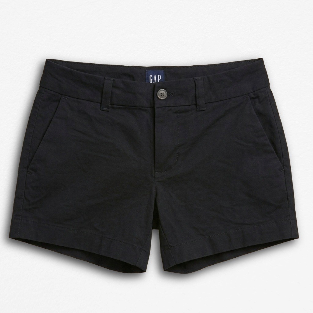 GAP Womens Black Chino Shorts Mid Rise Stretch Cotton Size 2