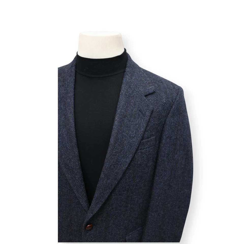 ROBERT STOCK VINTAGE TWEED Hombre Azul Patrón Deporte Abrigo Traje Chaqueta Blazer 38 R Foto 3 de 4