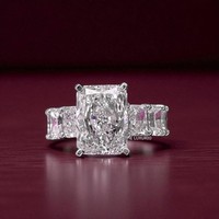18 Karat WeißGold Ring Lab Grown Igi Radiant Cut 9 Karat Diamant Zertifiziert...