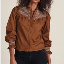 THE SHIRT BY ROCHELLE BEHRENS The Nicole Shirt in cognac M