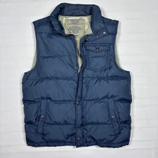 Fossil Flying Man's Military Issue Down-Filled Blue Puffer Vest Jacket Mens L