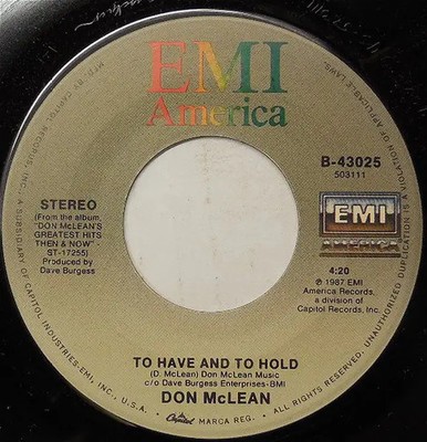 Don McLean Supermans Ghost Vinyl Single 7inch EMI America