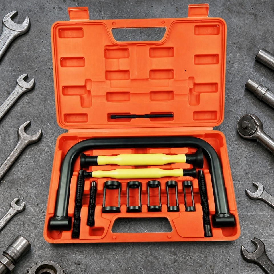 Poppet Spring Compressor Tool Set with Storage Case Threaded Adjustment ...