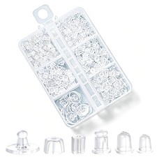6 Styles Silicone Earring Backs for Studs, 600 Pcs Clear Soft Earring Backings H