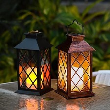 Solar LED Flickering Candle Lantern Garden Hanging Outdoor Garden Light Decor