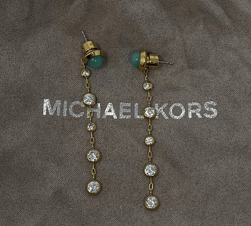 Pendientes colgantes Michael Kors de cristal y piedra de colores en la parte delantera trasera Foto 2 de 4