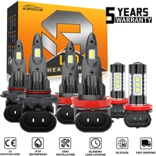 Front LED Headlight + Fog Light Bulbs Kit 6000K For Honda Accord 2013-2015