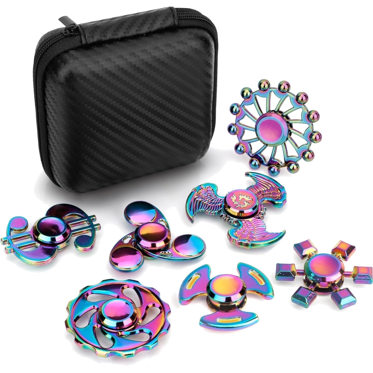 Fidget Spinner Set Metall Regenbogen Kette Würfel Kinder Stressabbau