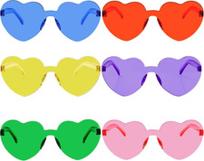 6 Pcs Heart Shape Sunglasses Frameless Transparent Glasses Party Favors for Wome