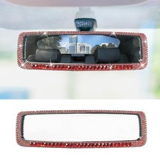 Bling Car Rear View Mirror, Clip-On Rhinestone Car Rearview Mirror with Red