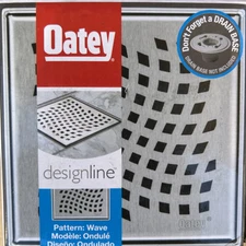 Oatey 4 in. x 4 in. Square Drain Shower Grate in Stainless Steel DSS4040R2 Wave